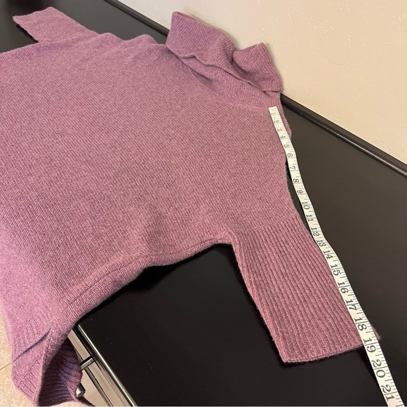 360 Sweater poncho 100%Cashmere pullover, dusty purple, turtleneck, 3/4 sleeve - Picture 7 of 9
